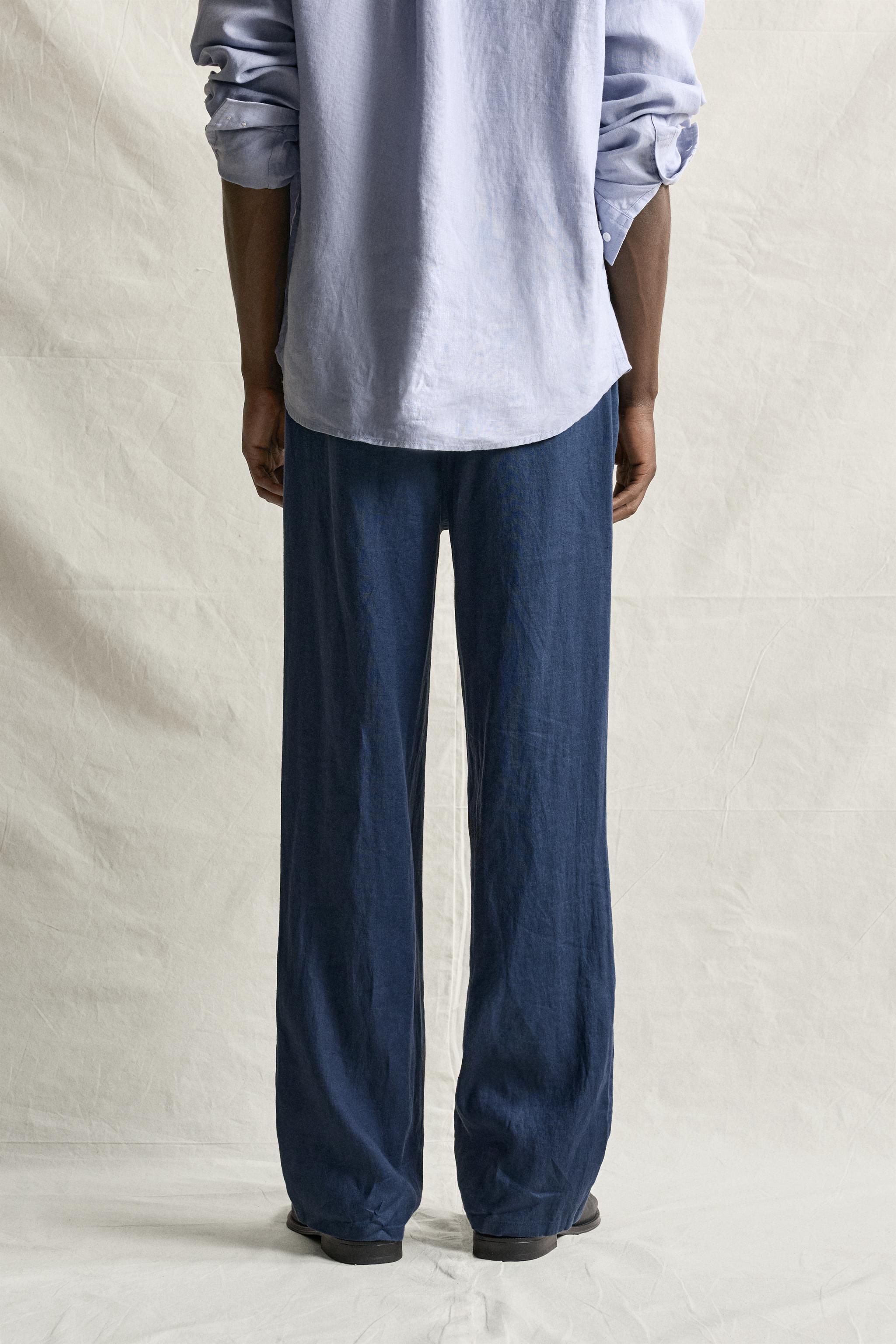 100% LINEN REGULAR FIT PANTS