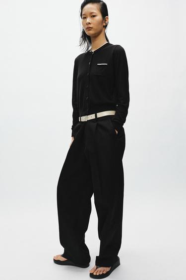 DOUBLE-LAYER KNIT JACKET - Black / White by Zara - Image 5