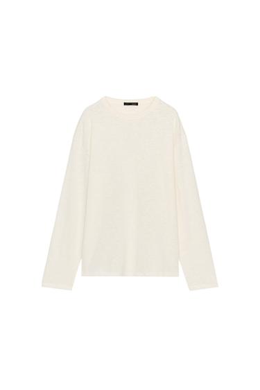 CAMISETA RÚSTICA MANGA LARGA - Blanco roto de Zara