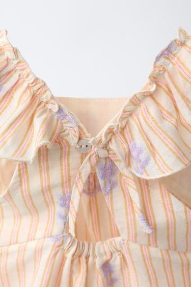 STRIPED AND FLORAL BLOUSE - Tangerine by Zara - Image 3