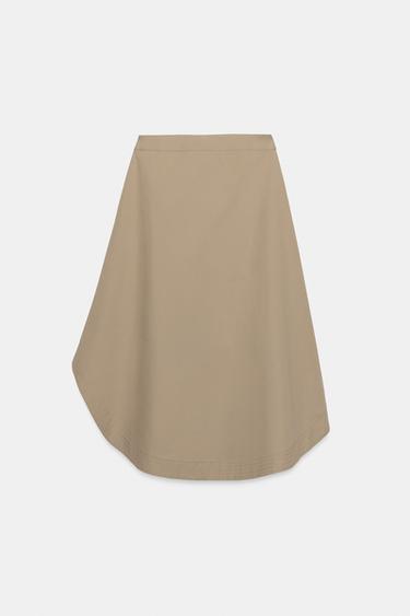 JUPE MI-LONGUE ASYMÉTRIQUE - Marron clair de Zara - Image 7