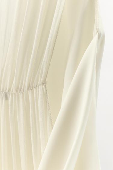 LONG COMBINED SATIN DRESS - Light ecru by Zara - Image 6
