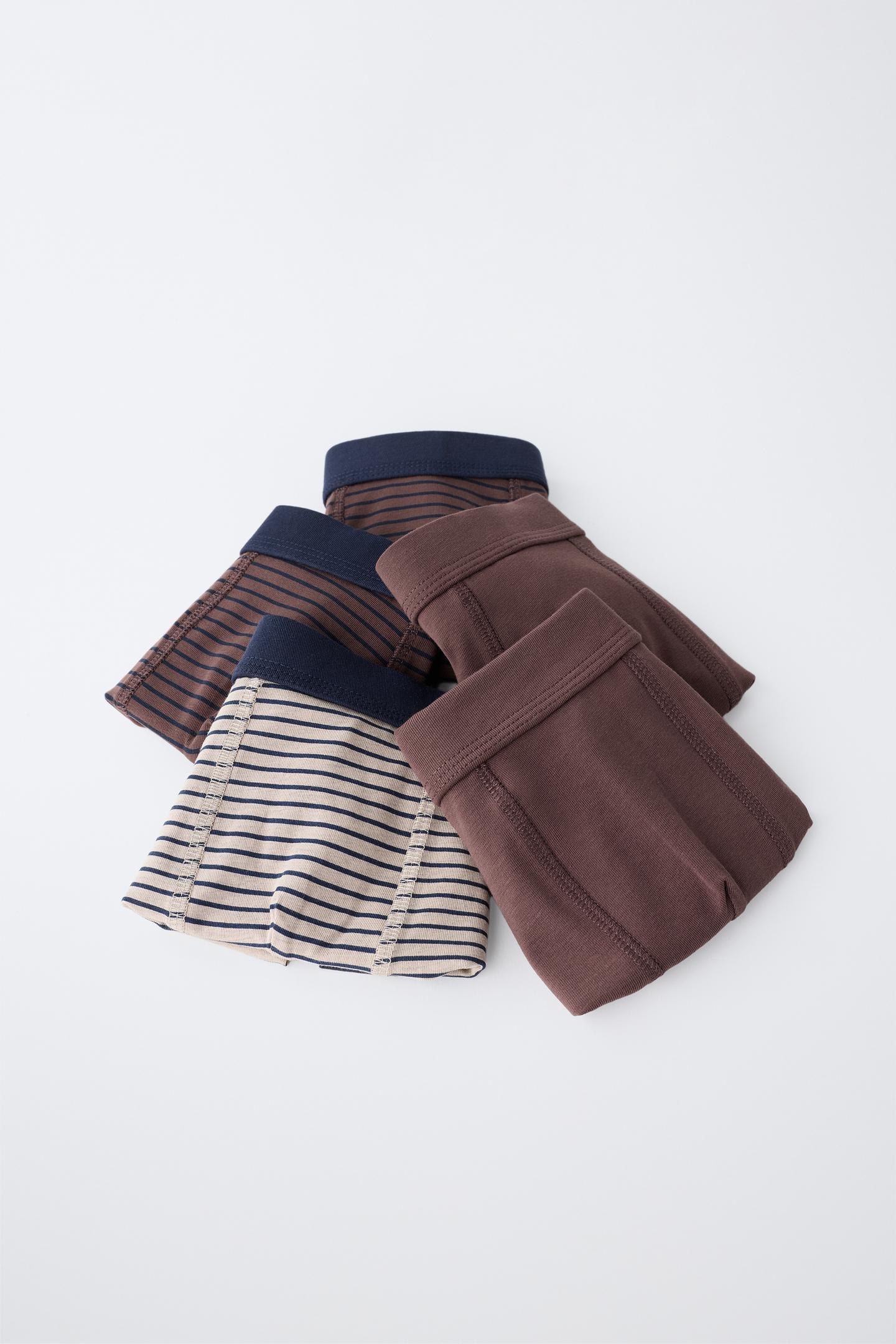 Трусы-боксеры Ages Plain для детей, в полоску — Zara, цвет: Коричневый — фото 6