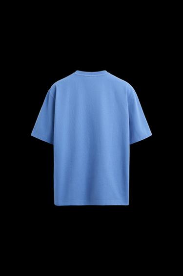 Zara HEAVYWEIGHT SHORT SLEEVE T-SHIRT - Faded blue