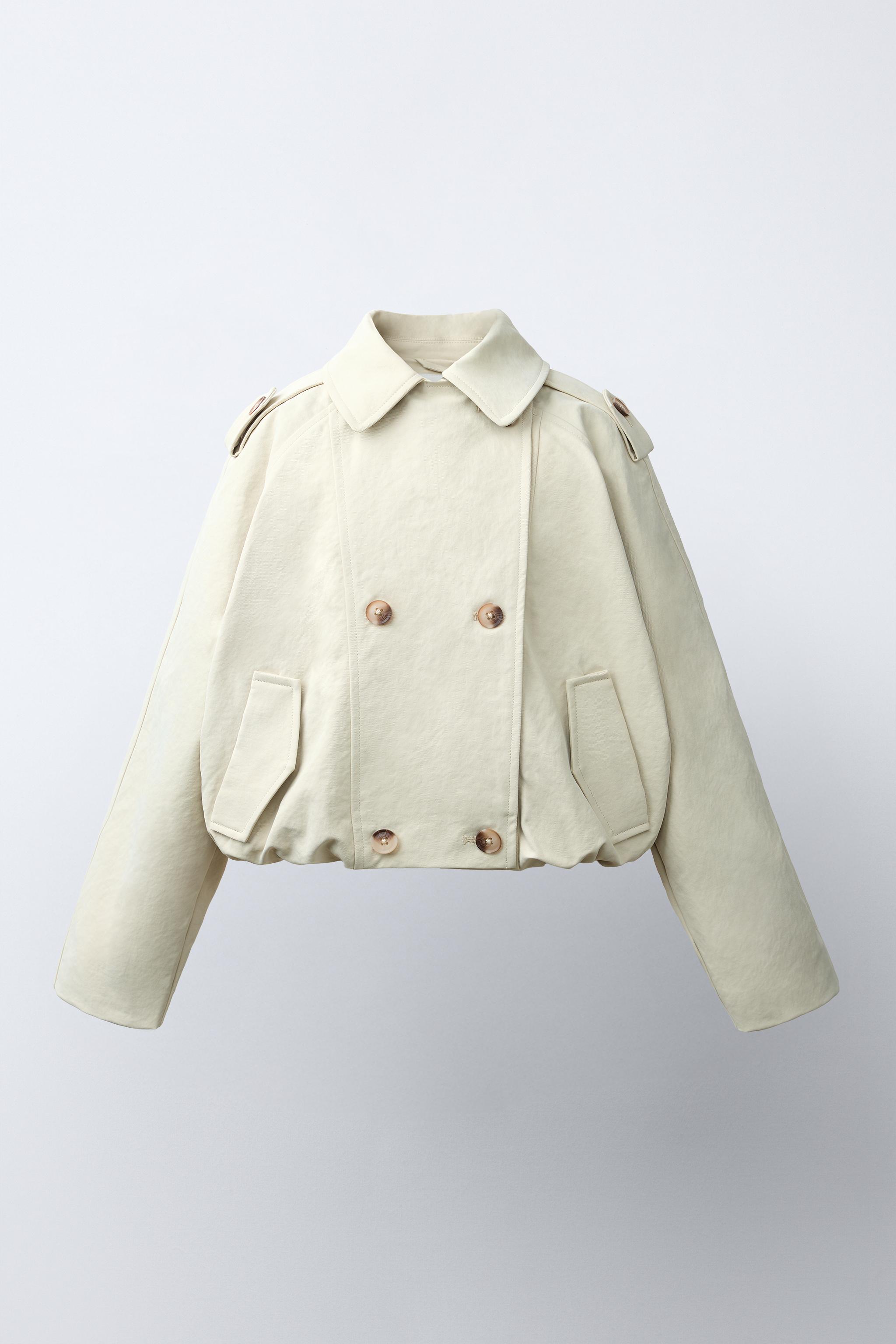 Детские куртки Zara CROPPED ELASTIC HEM TRENCH COAT — фото 2