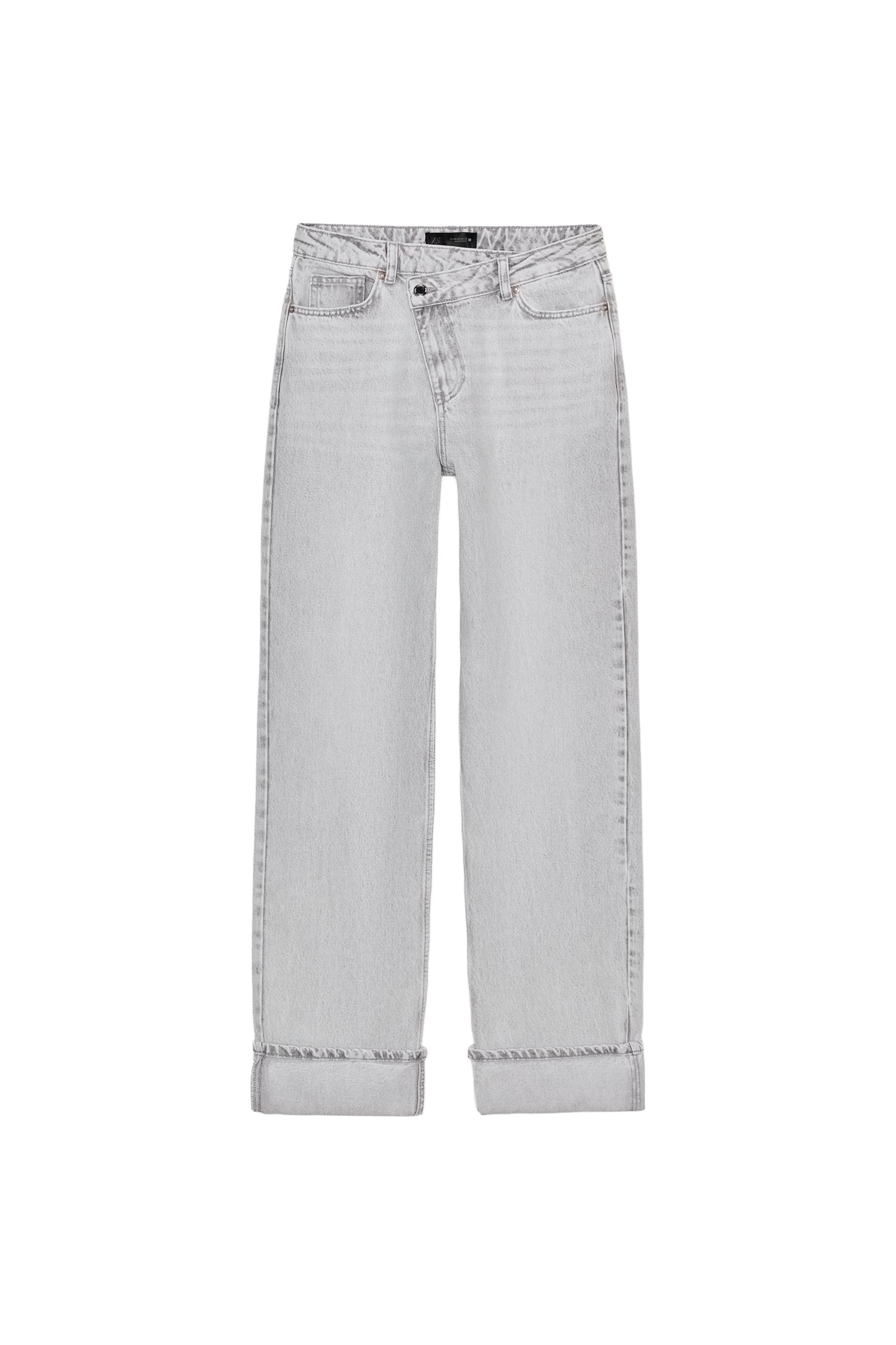 Z.09 STRAIGHT CROSSOVER WAIST HIGH-WAIST FULL LENGTH JEANS - Grey