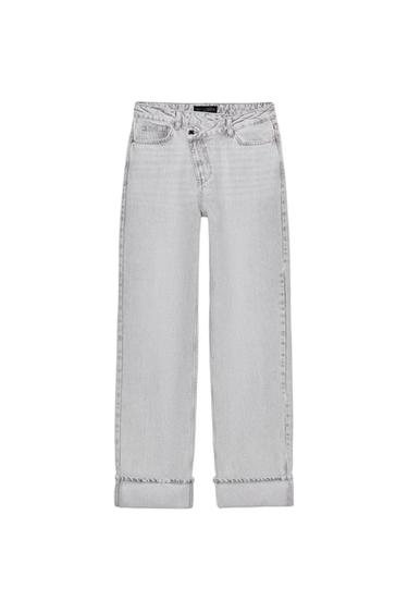 Z.09 STRAIGHT CROSSOVER WAIST HIGH-WAIST FULL LENGTH JEANS - Grey by Zara