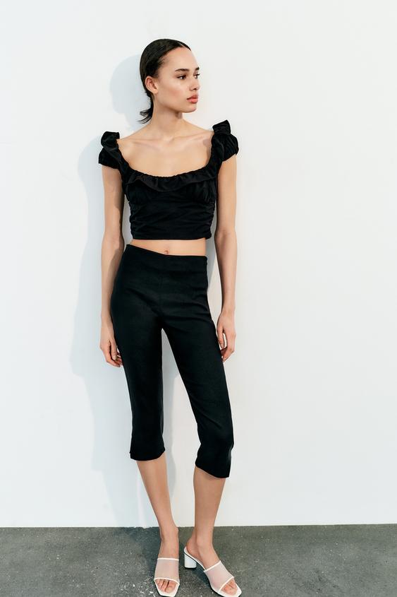 Zara Short Sleeve Grey Backless Crop Top Size S -  Israel