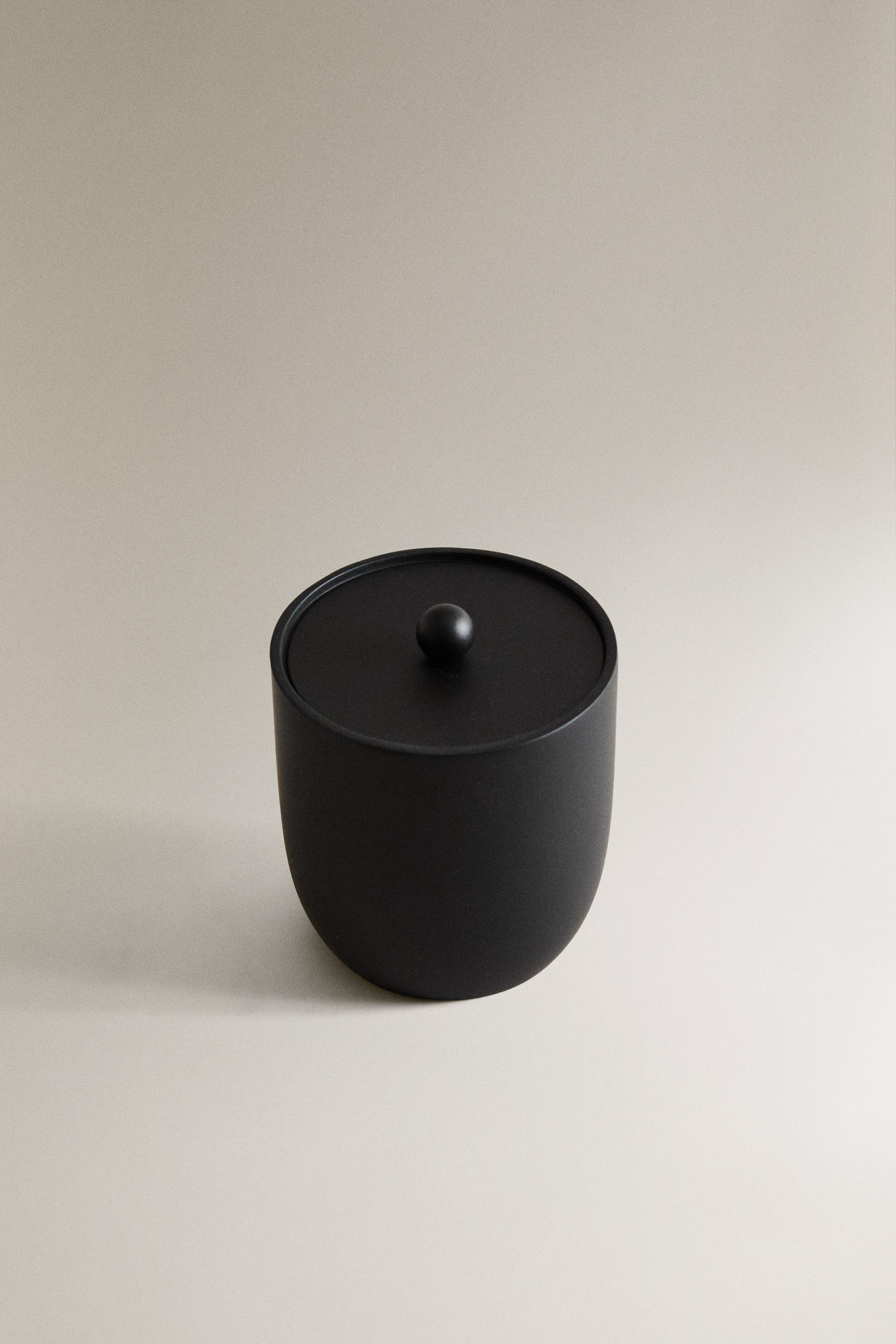 BLACK RESIN BATHROOM ORGANIZER JAR — Black