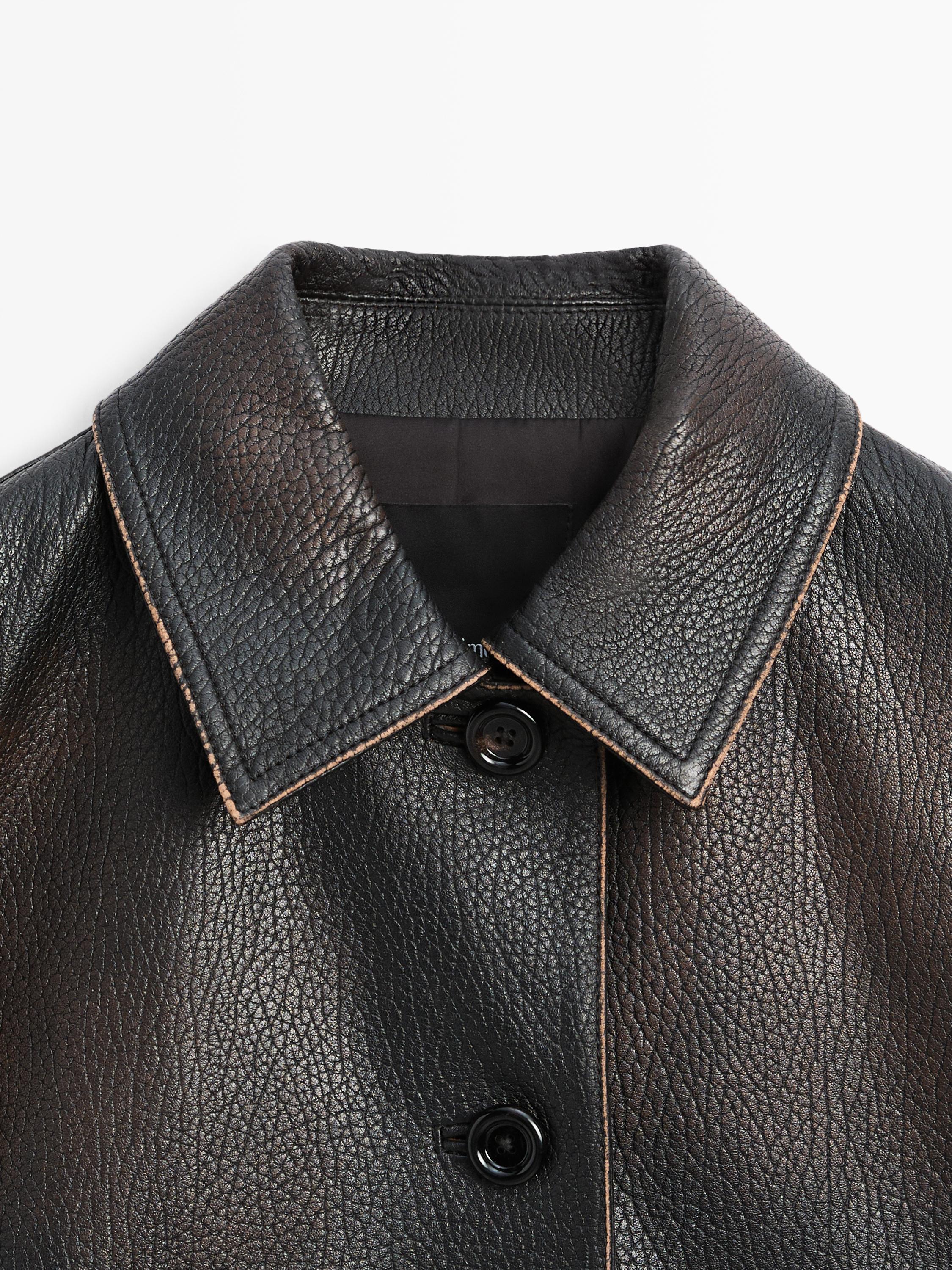 Short nappa leather jacket