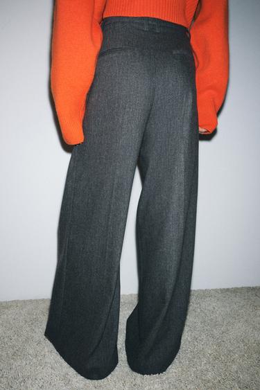 ZW COLLECTION WIDE-LEG DARTED TROUSERS - Grey by Zara - Image 2
