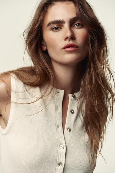 GILET CEINTURE - Écru de Zara - Image 2