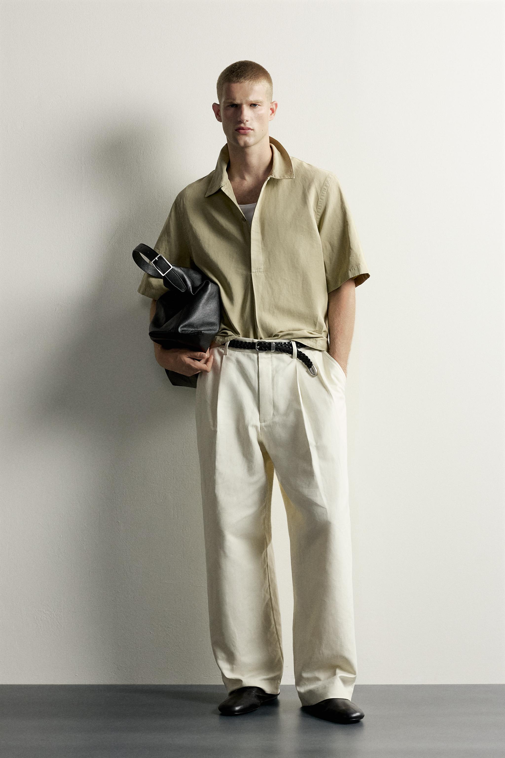 Мужские рубашки Zara WASHED RELAXED FIT POLO SHIRT