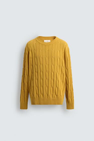 سترة قطنية بتصميم ضفائر - أصفر الخاص بـ Zara - صورة 0