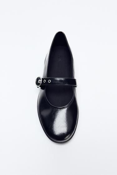 BUCKLED FLAT BALLET FLATS - Black by Zara