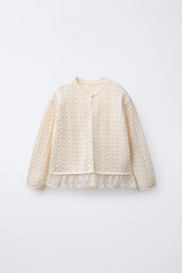 Zara ROMANTIC KNIT CARDIGAN - Ecru - Image 0