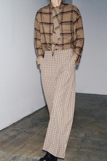 CHECK SHIRT WITH SCARF COLLAR ZW COLLECTION - Mid-camel by Zara - Image 2