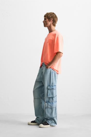 EMBROIDERED SLOGAN T-SHIRT - Neon orange by Zara - Image 3