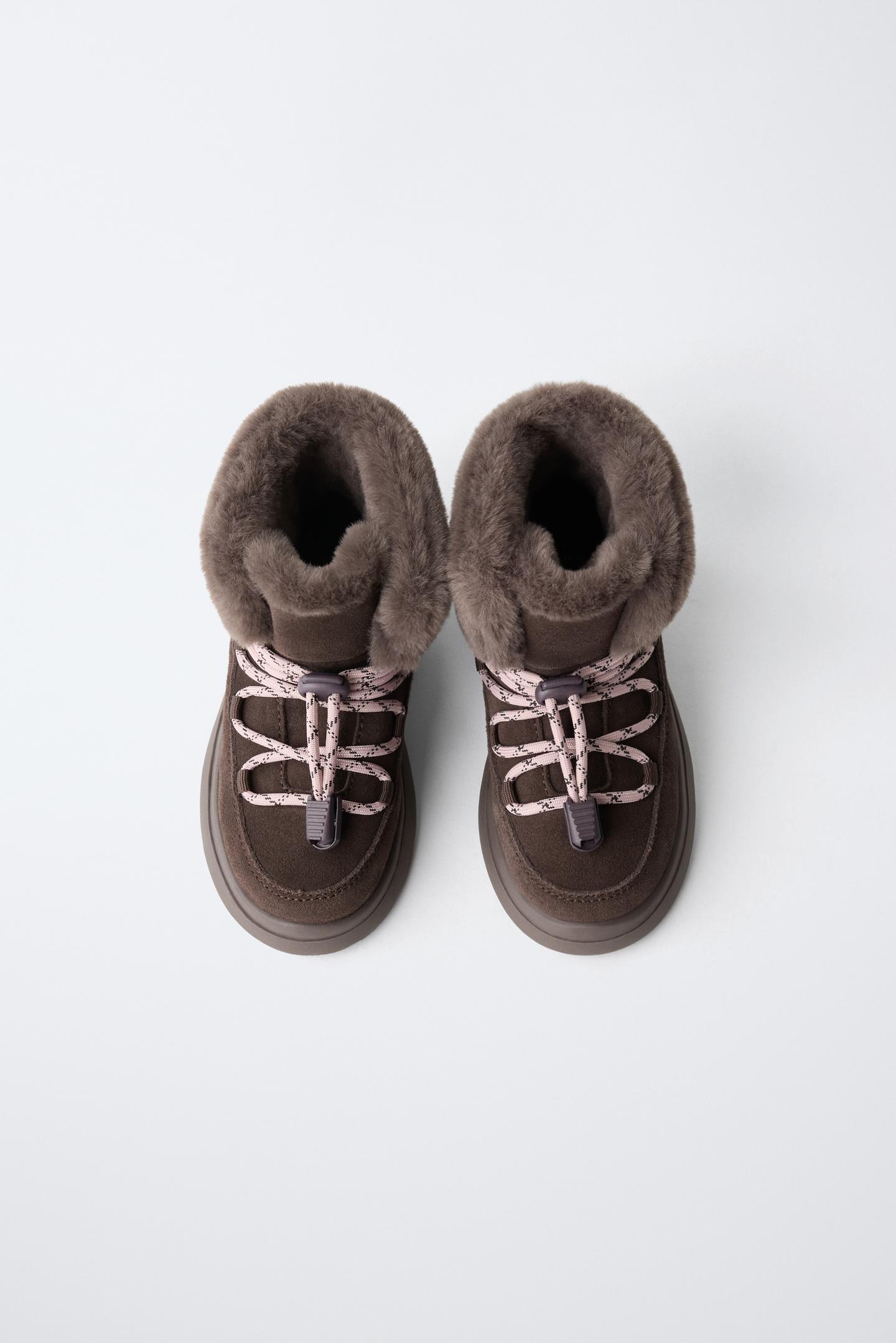Детские ботинки Zara Lined Leather Ankle, цвет: Коричневый — фото 4