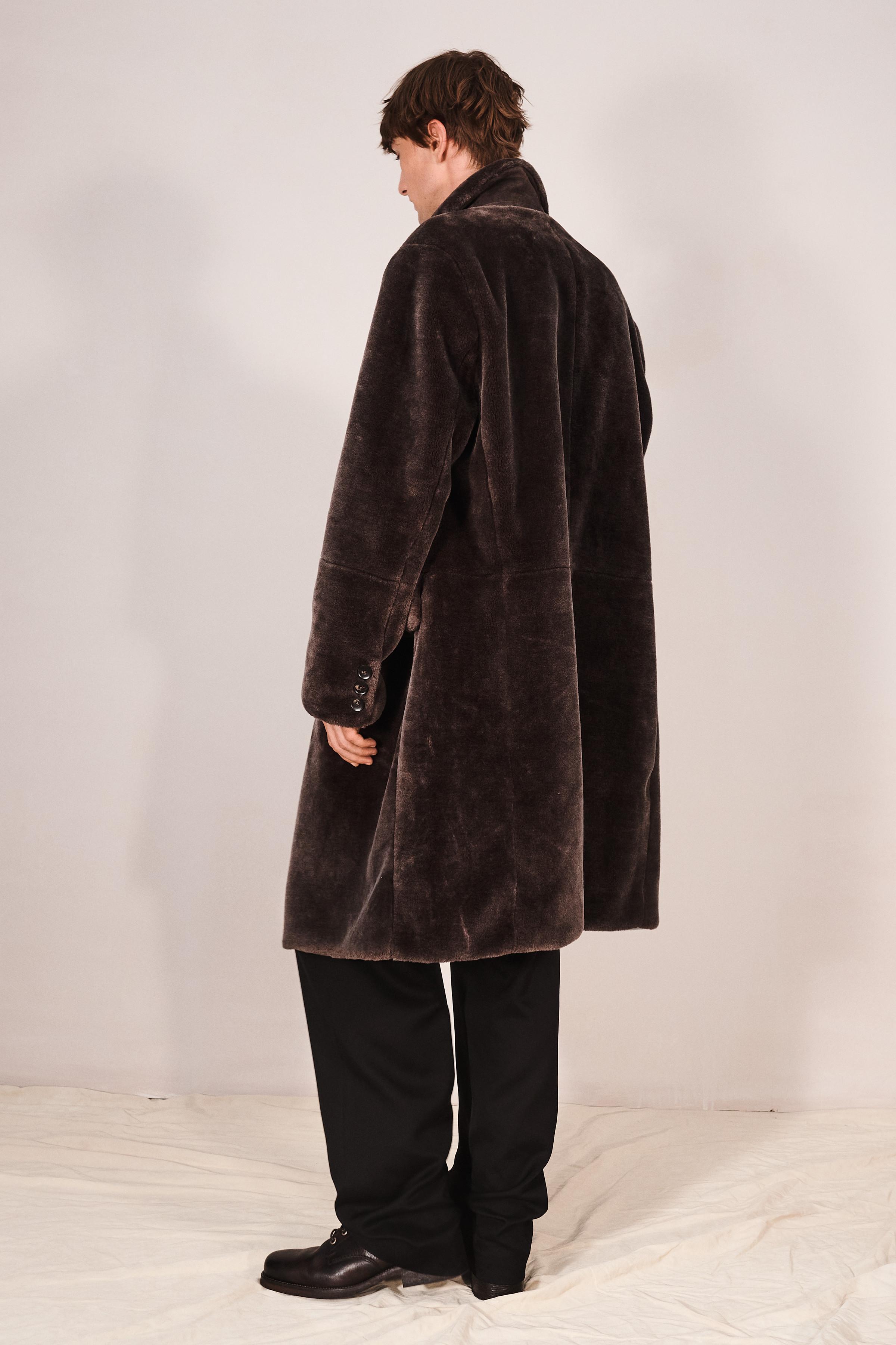 VESTE LONGUE RELAXED FIT EFFET FOURRURE