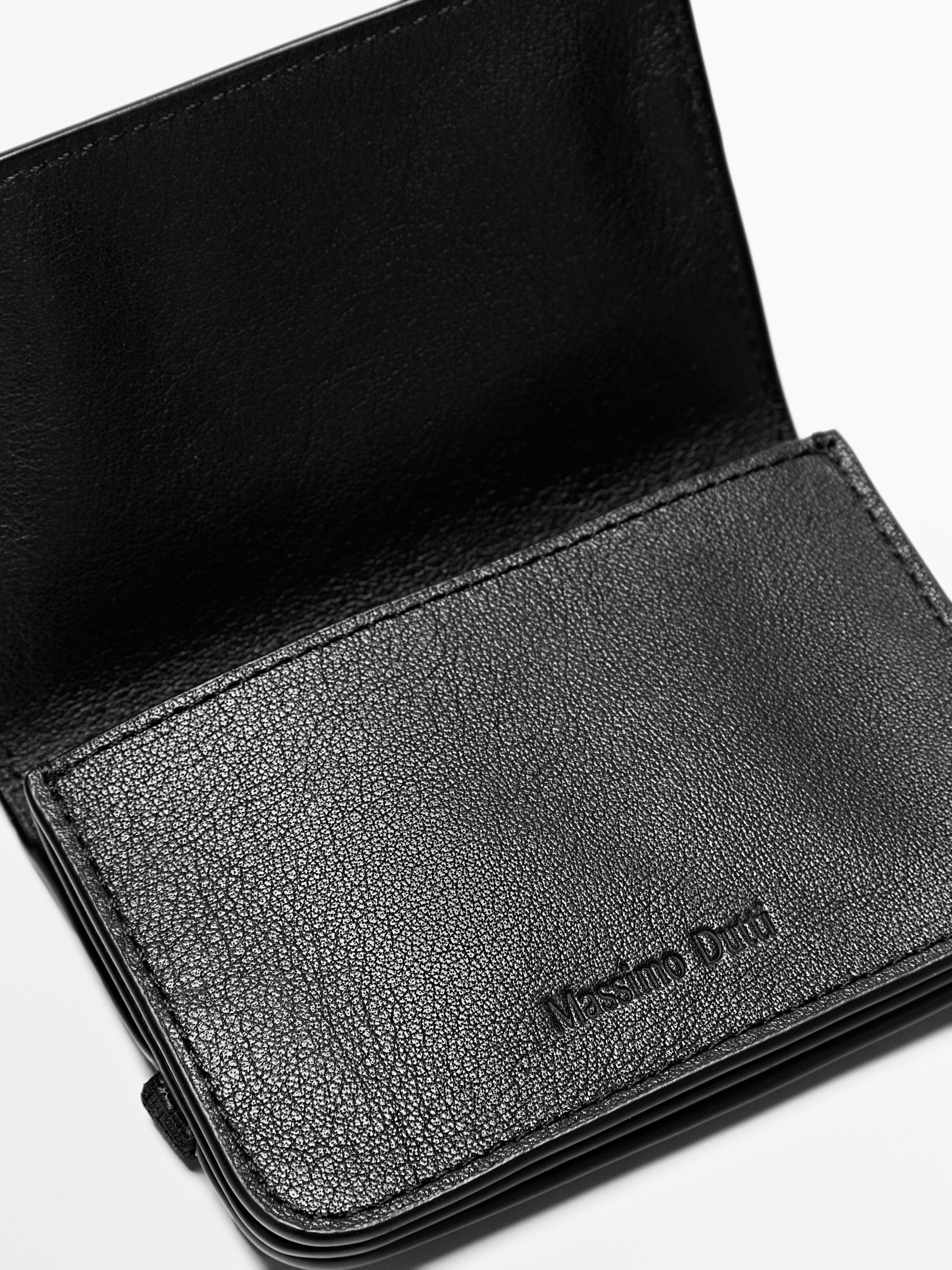 Nappa leather card holder with flap