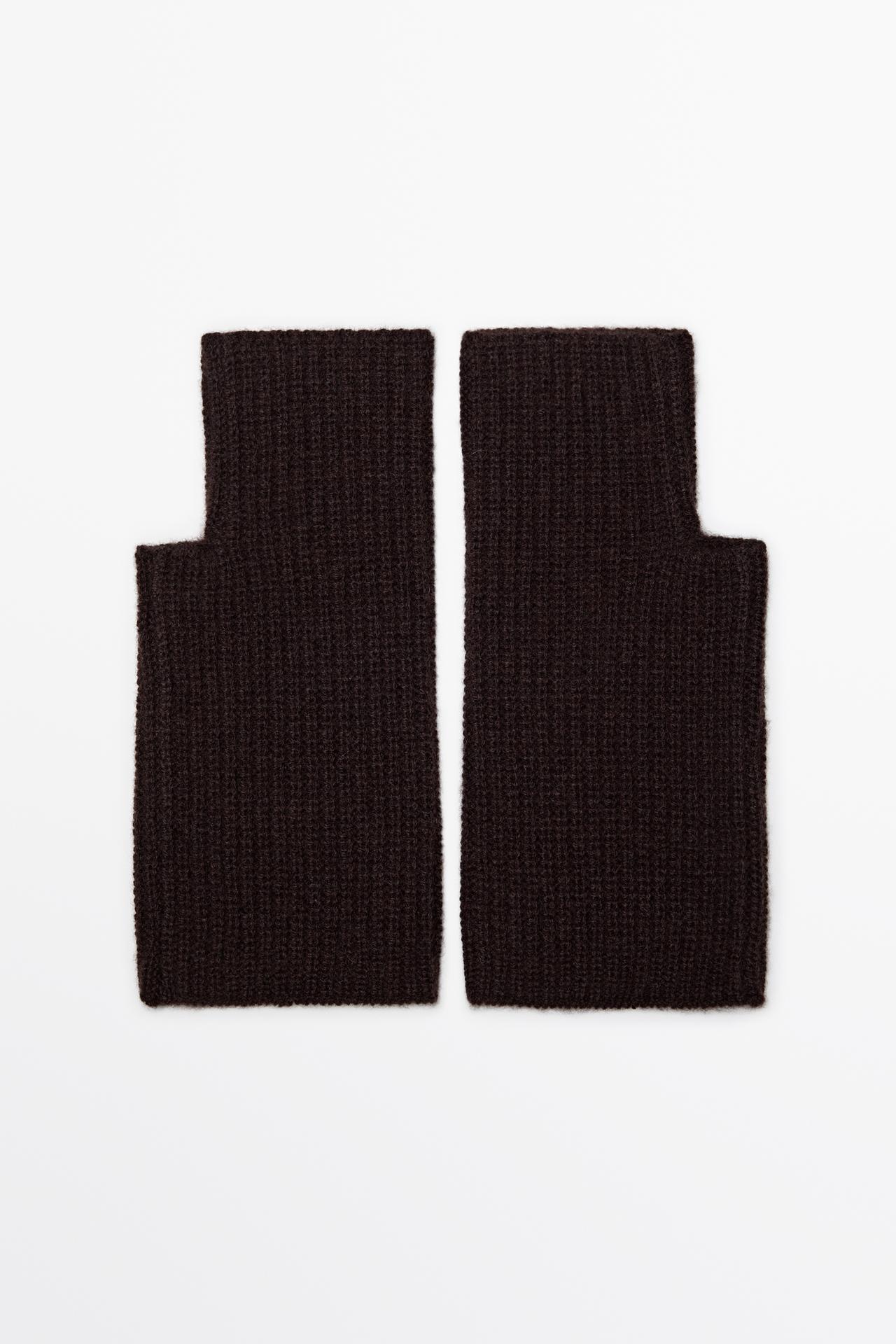 100% Cashmere Knit Mittens — Brown