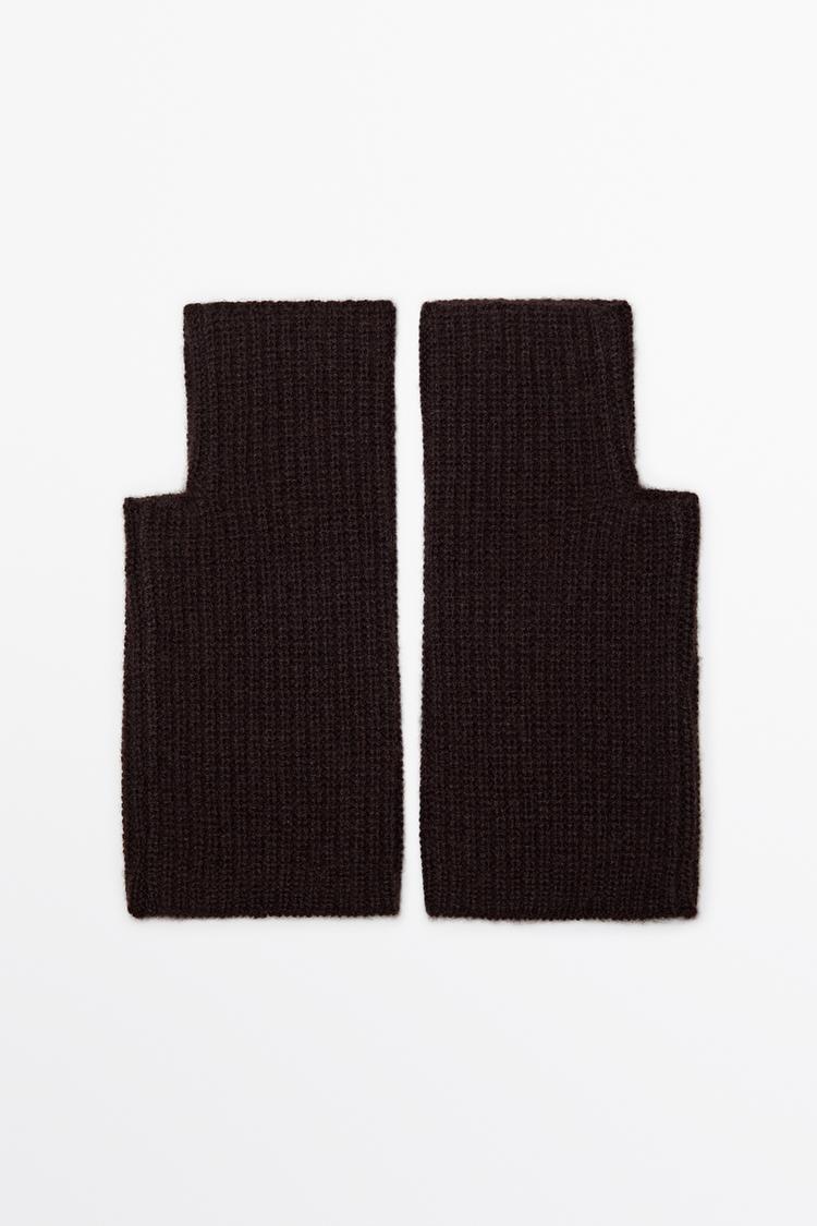 100% Cashmere Knit Mittens — Brown