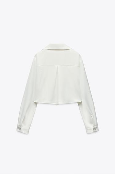 CHEMISE COURTE EN SATIN - Blanc de Zara - Image 5