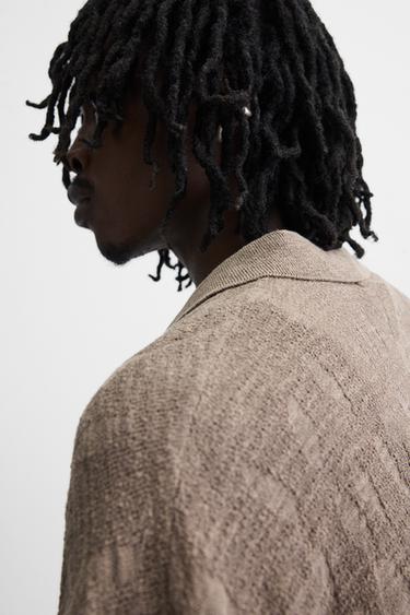 TEXTURED KNIT SHIRT - Brown / Taupe by Zara - Image 4