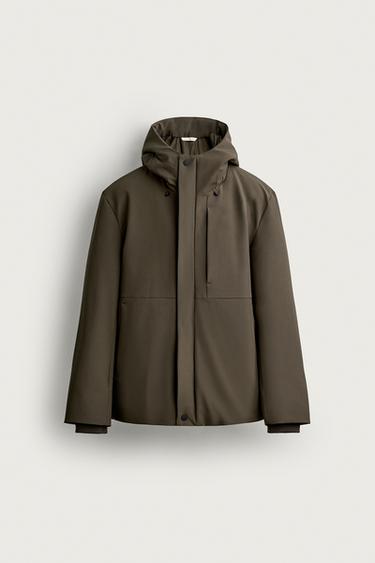 TECHNICAL WATER-REPELLENT HOODIE JACKET - Khaki by Zara