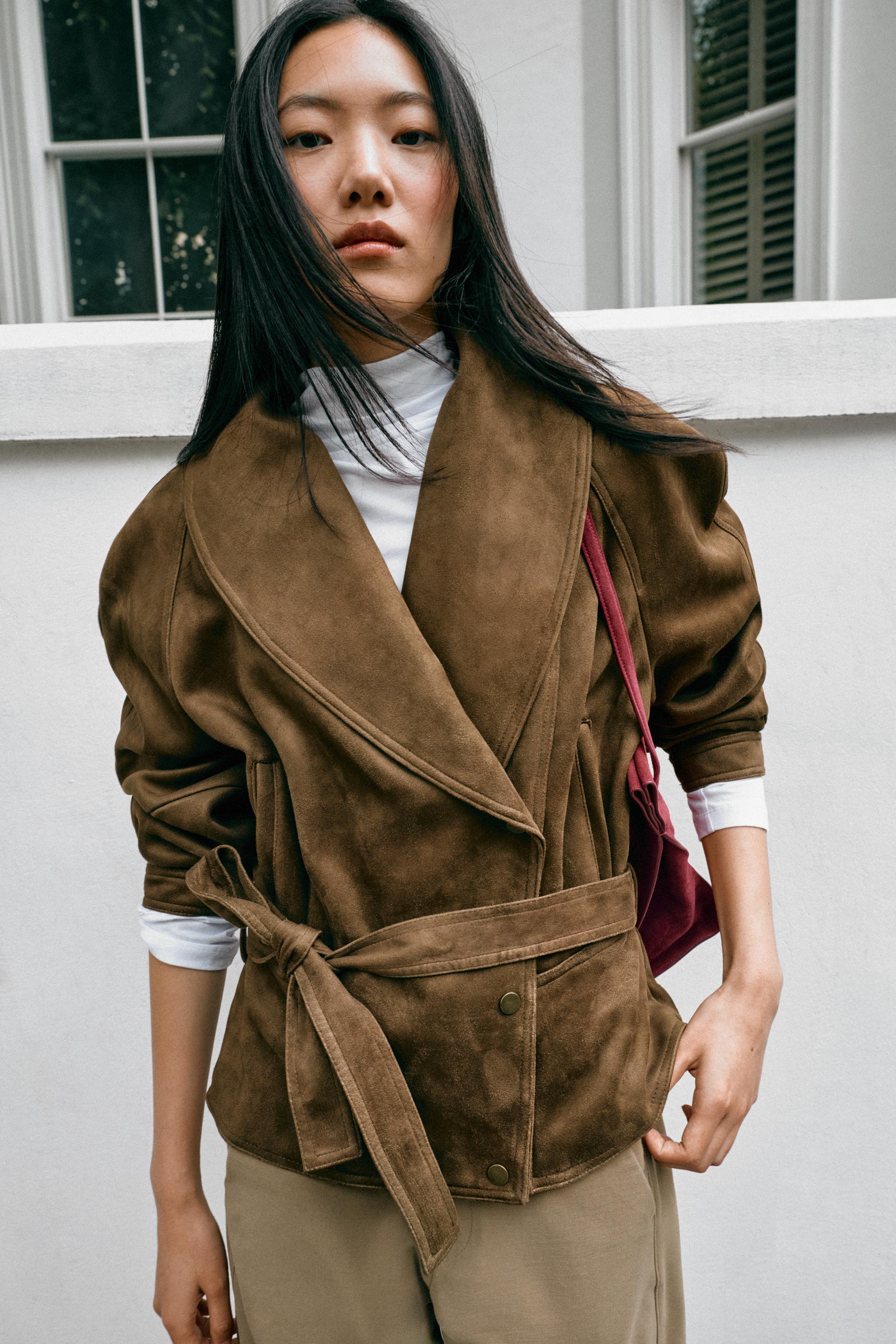 BLOUSON EFFET DAIM AVEC CEINTURE