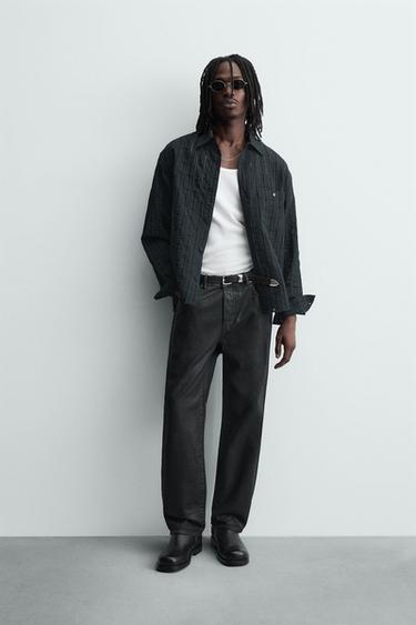 STRIPED JACQUARD SHIRT - blue/black by Zara