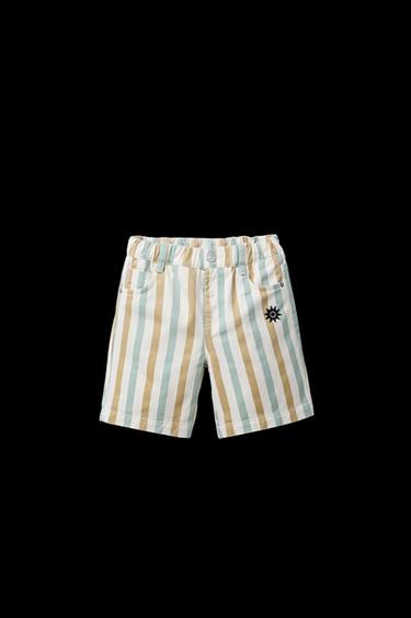 Zara STRIPED EMBROIDERED SHORTS - Multicolored - Image 0