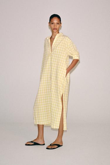 Vestido camisero de cuadros de la colección ZW