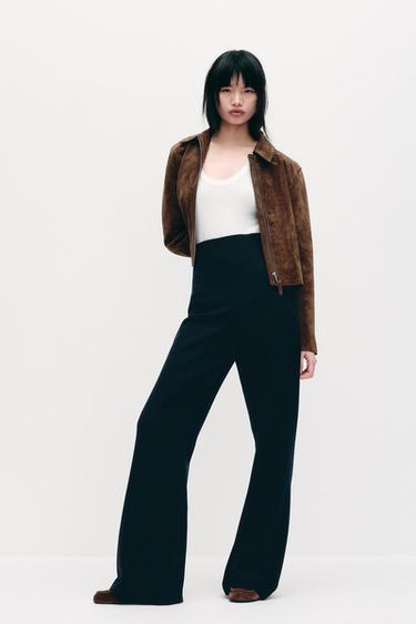 ZW COLLECTION HIGH-WAIST TROUSERS WITH ZIP - Navy blue by Zara