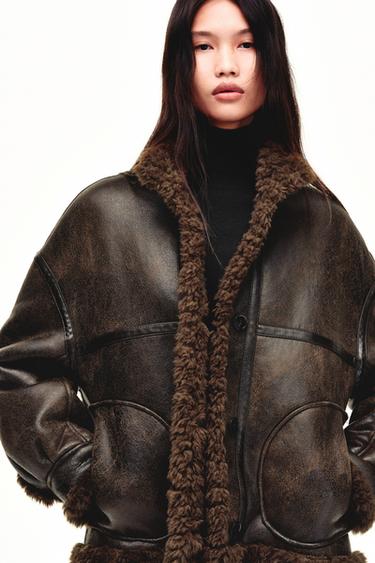 Zara ZARA WOMAN COLLECTION 雙面飛行員夾克 - 巧克力棕色