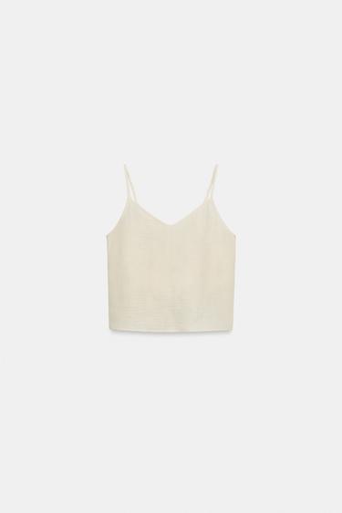 EMBROIDERED TOP WITH BOWS - Light beige by Zara - Image 5