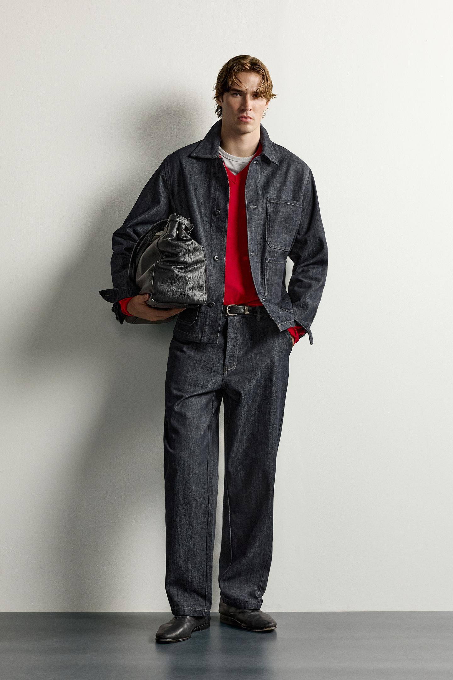Мужская рубашка Zara Pocket Denim Overshirt, цвет: Индиго
