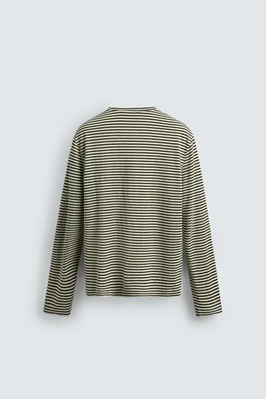 TEE-SHIRT REGULAR FIT RAYURES EN LIN - Rayures de Zara - Image 7