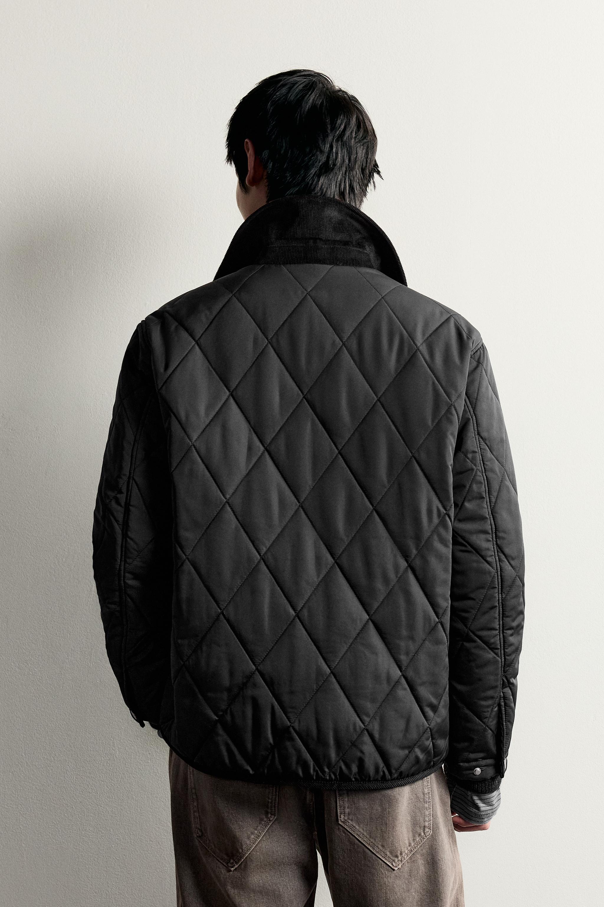 コンビジオメトリックキルティングジャケット - ブラック | ZARA Japan