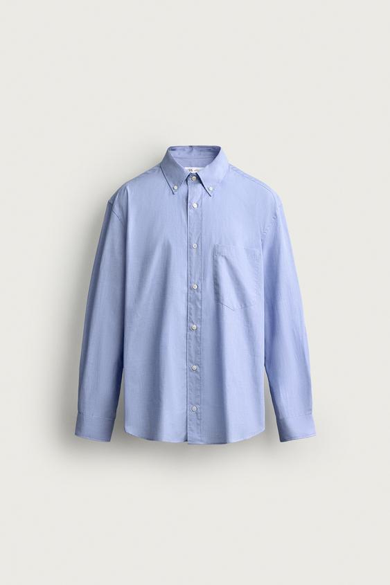 REGULAR FIT TEXTURED OXFORD SHIRT - Sky blue by Zara - Image 0