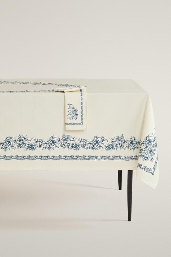 FLORAL SATIN TABLECLOTH - Blue by Zara - Image 0