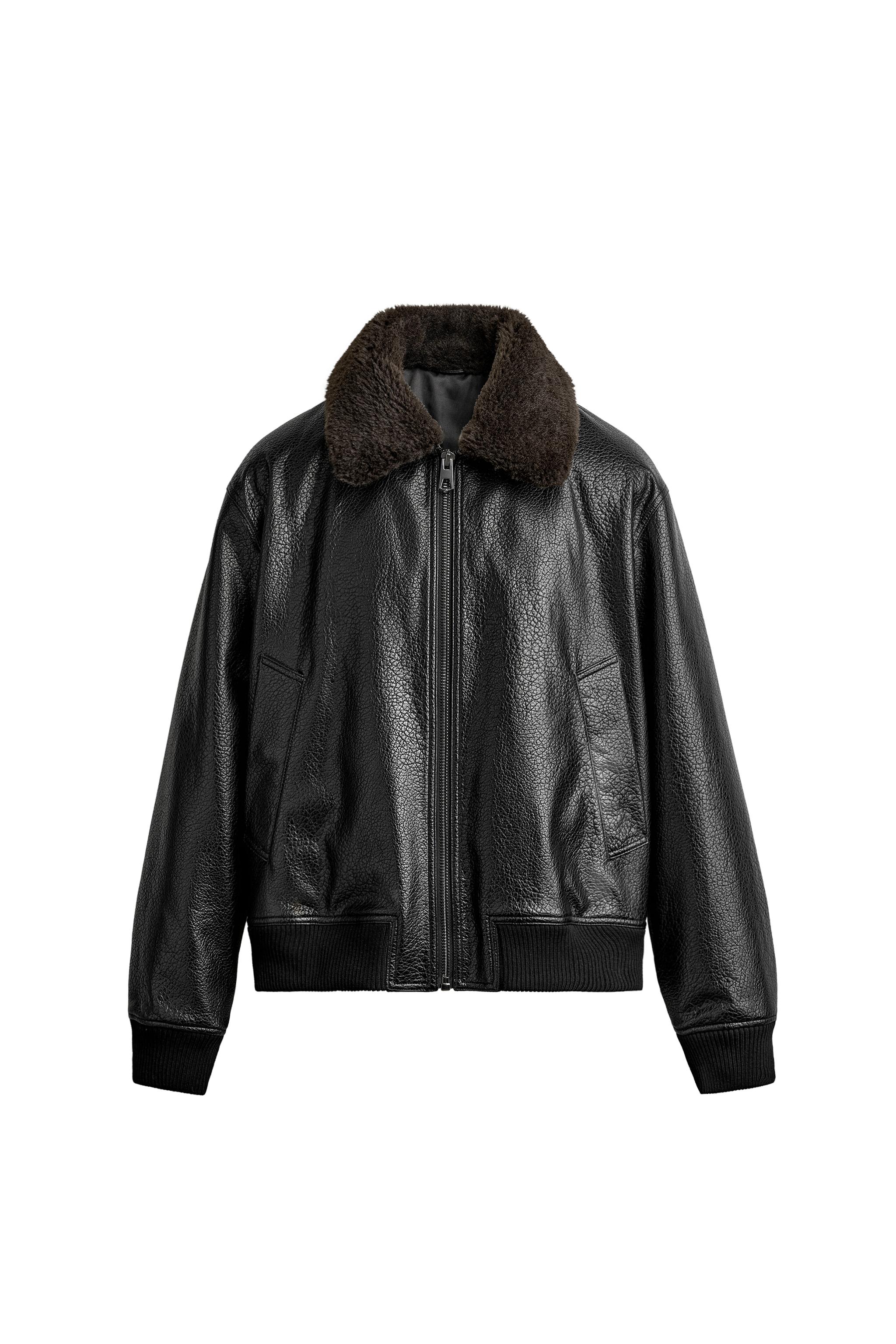 CAZADORA EFECTO PIEL CUELLO COMBINADO