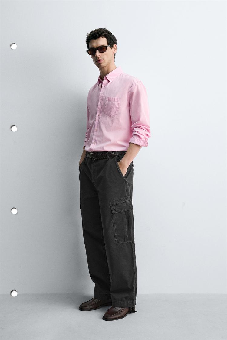 ZARA WASHED RELAXED FIT CARGO TROUSERS