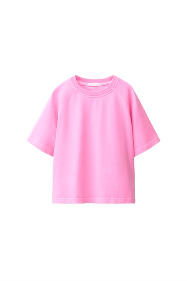 CONJUNTO JOGGING CAMISETA Y BERMUDA LISO - Rosa flúor de Zara