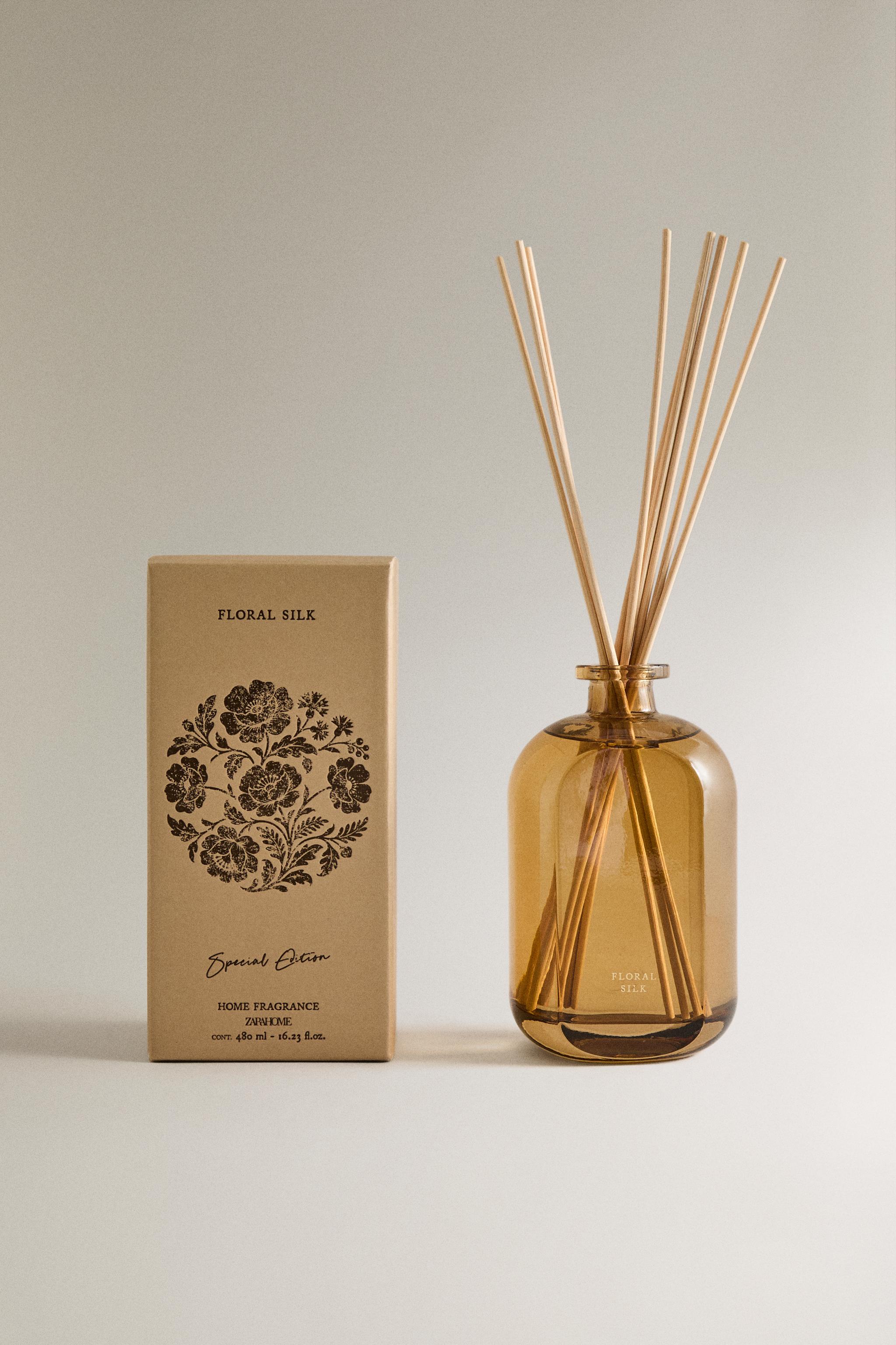 (480 ML) FLORAL SILK REED DIFFUSERS — Ecru/Yellow