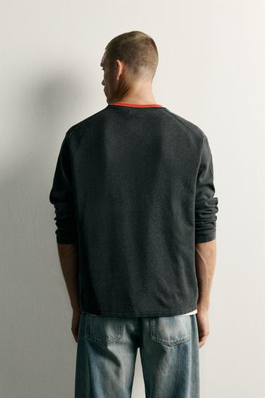 RELAXED FIT WASHED TEXTURE SWEATER — Faded black 2