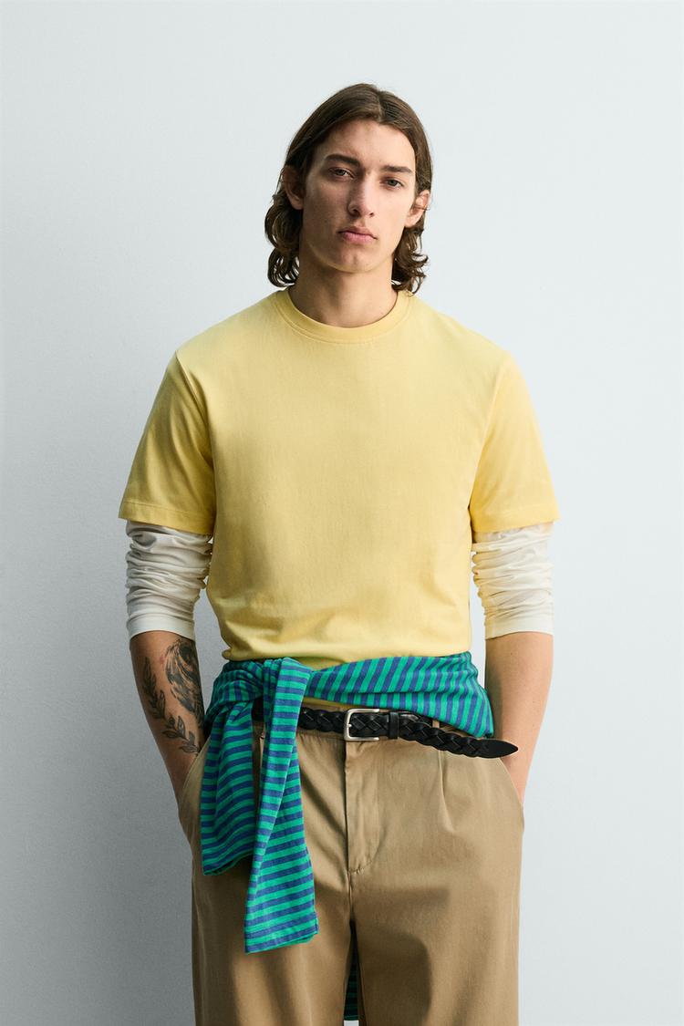 ZARA REGULAR FIT STRIPED JACQUARD T-SHIRT