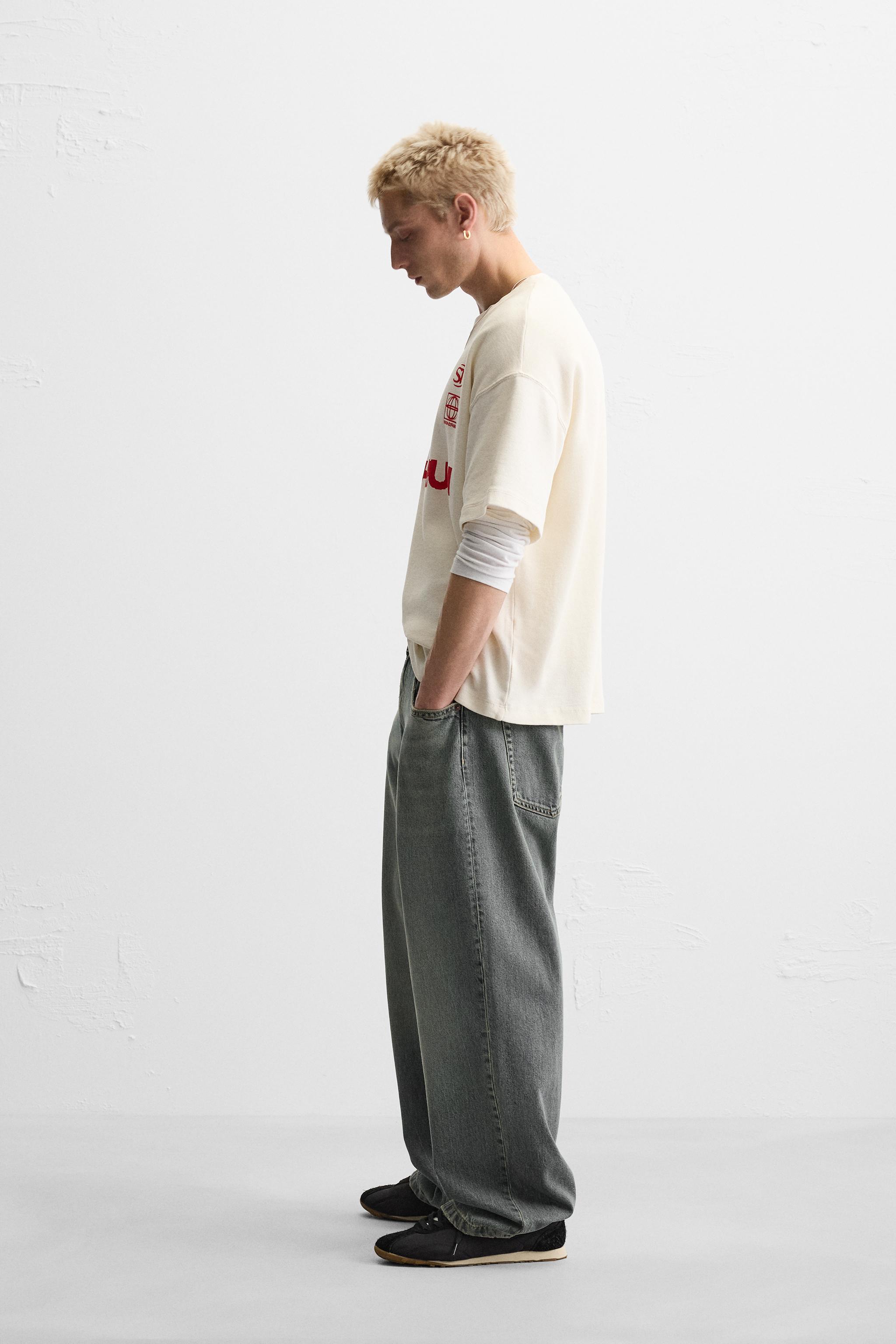 ZARA テクスチャー生地テキスト入りスウェットシャツ 6224/442 ZARA】テクスチャー生地テキスト入りスウェットシャツ (ZARA/T