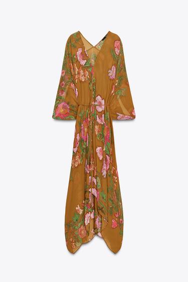 Zara ZW COLLECTION OVERSIZED FLORAL DRESS - Multicolored